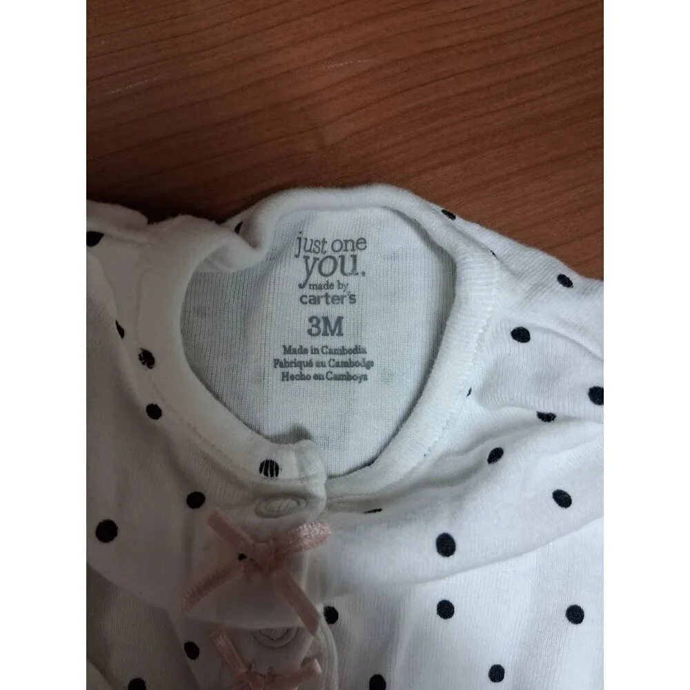 Carter's Cardigan Top Preppy Boho Snap Closure Polka Dot White Girls 3 Months